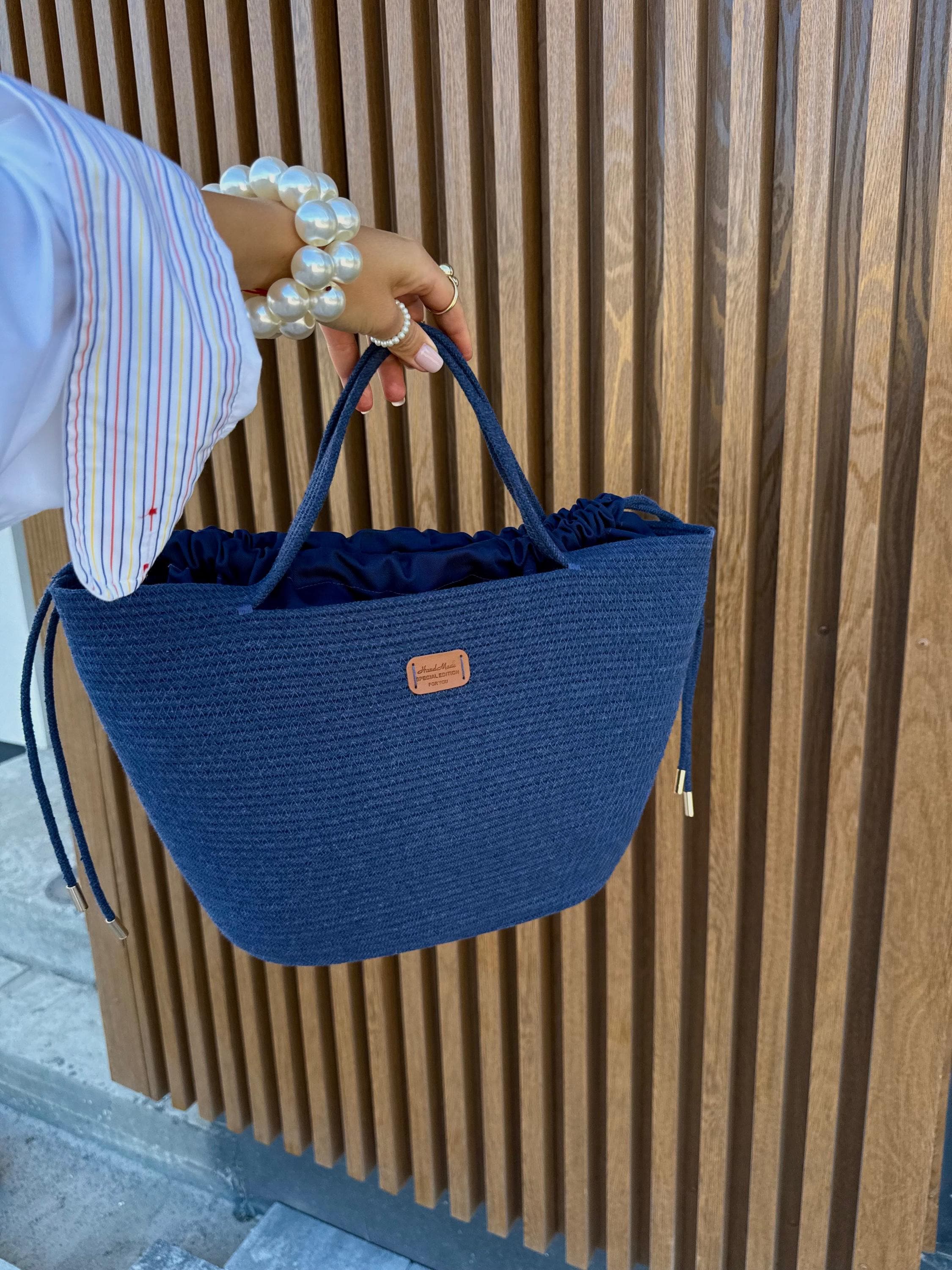COTTON TOTE BAG — BLUE