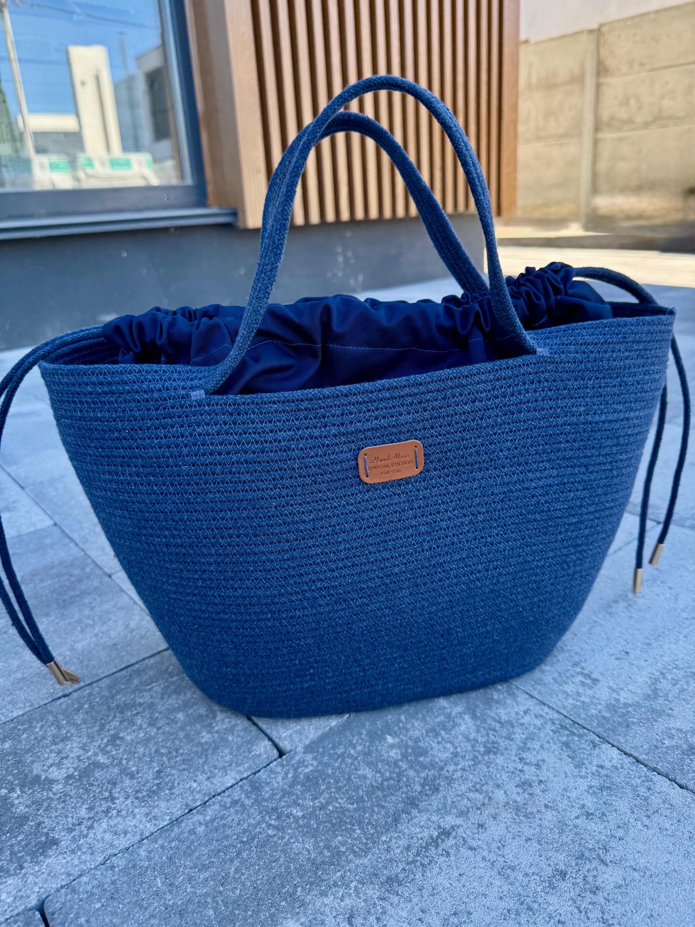 COTTON TOTE BAG — BLUE