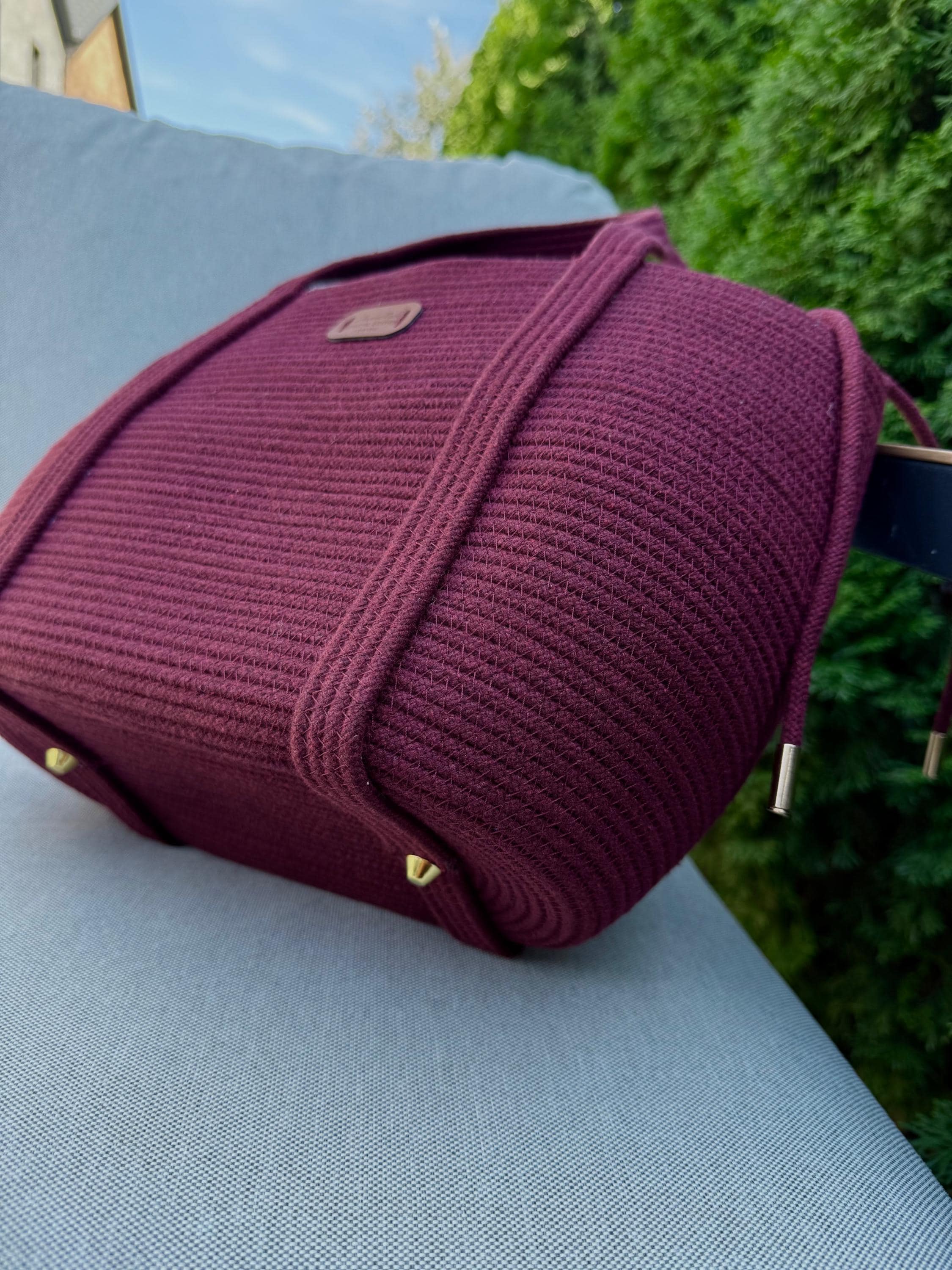 COTTON TOTE BAG — BURGUNDY