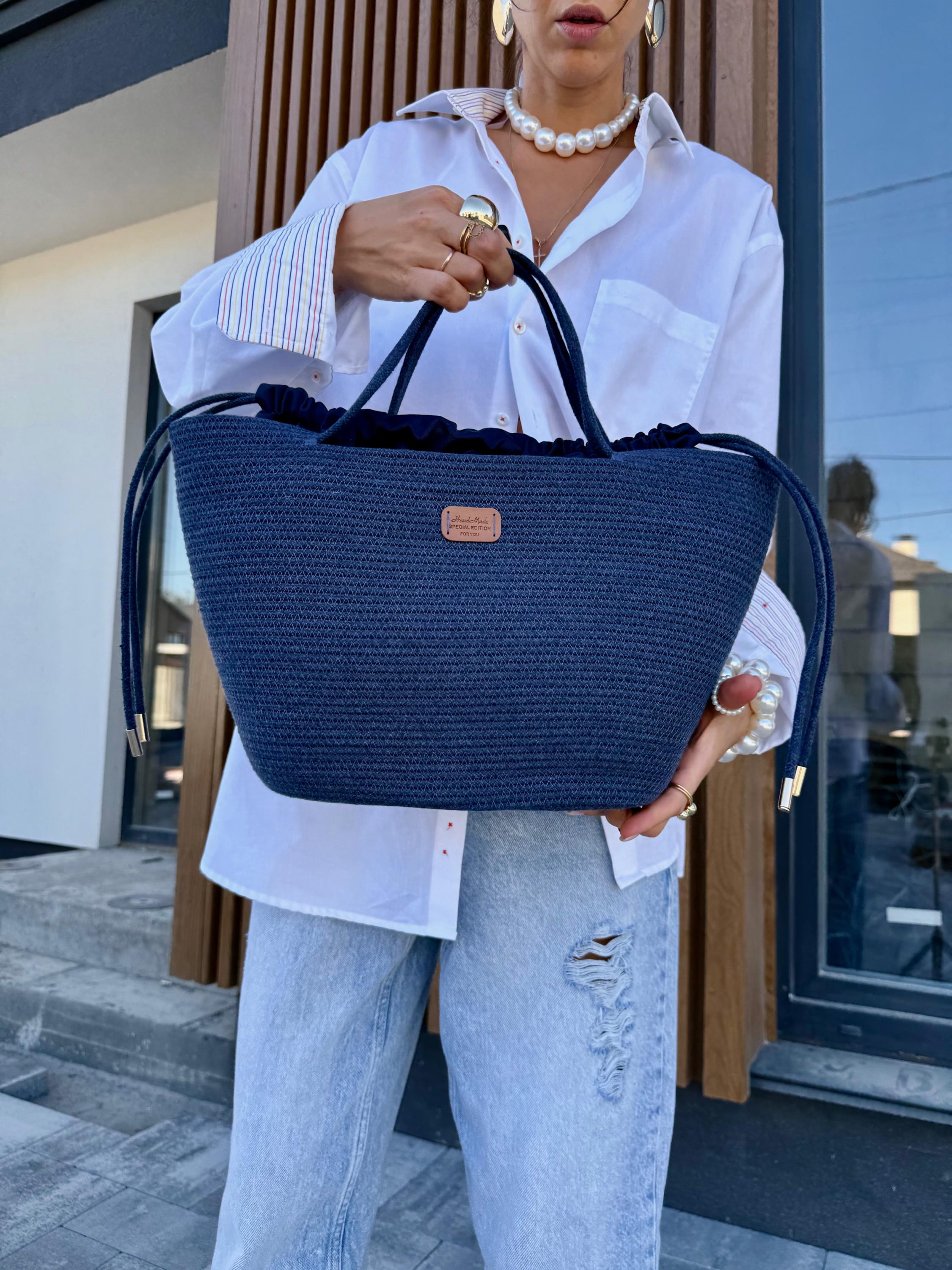 COTTON TOTE BAG — BLUE