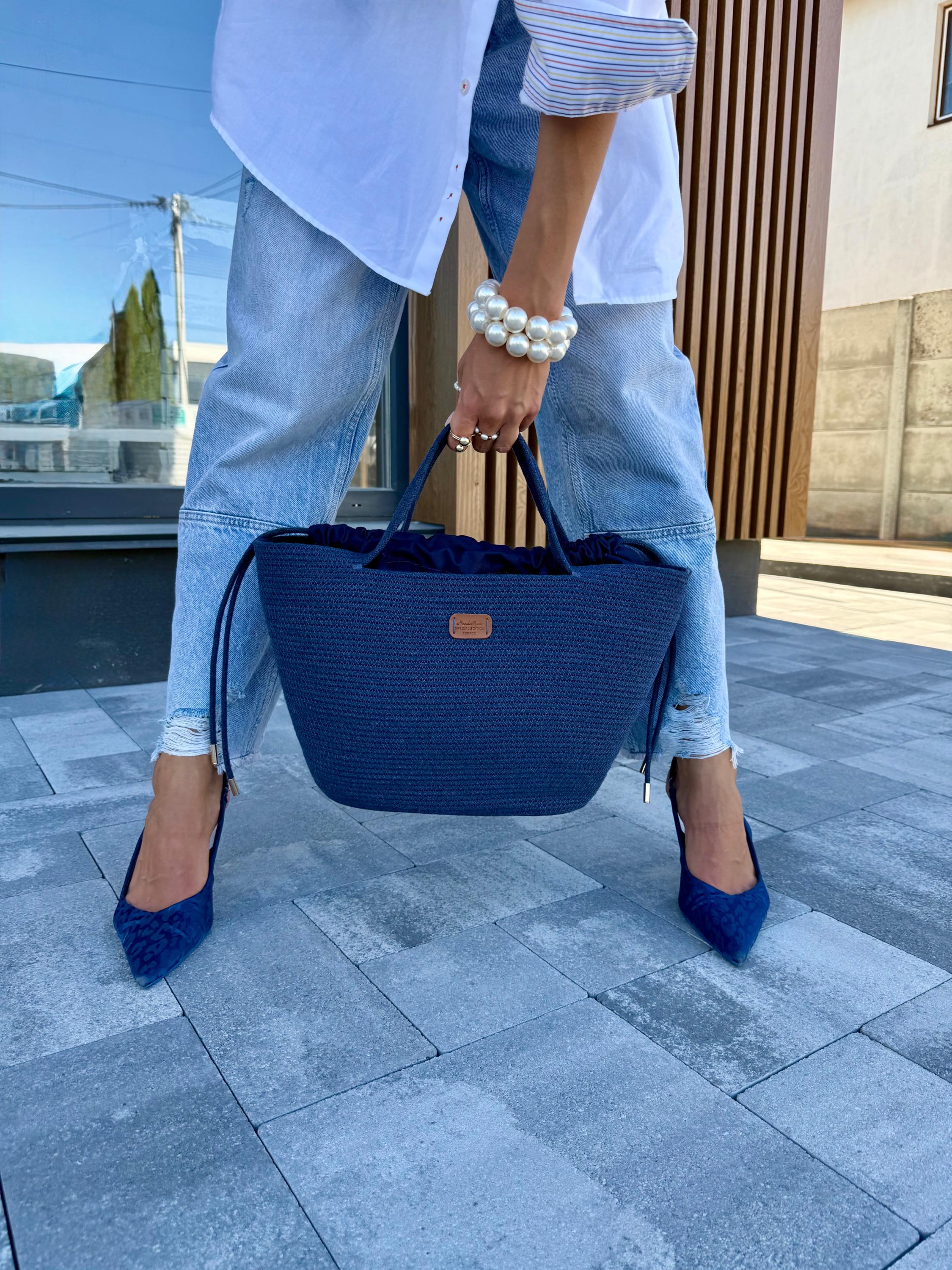 COTTON TOTE BAG — BLUE