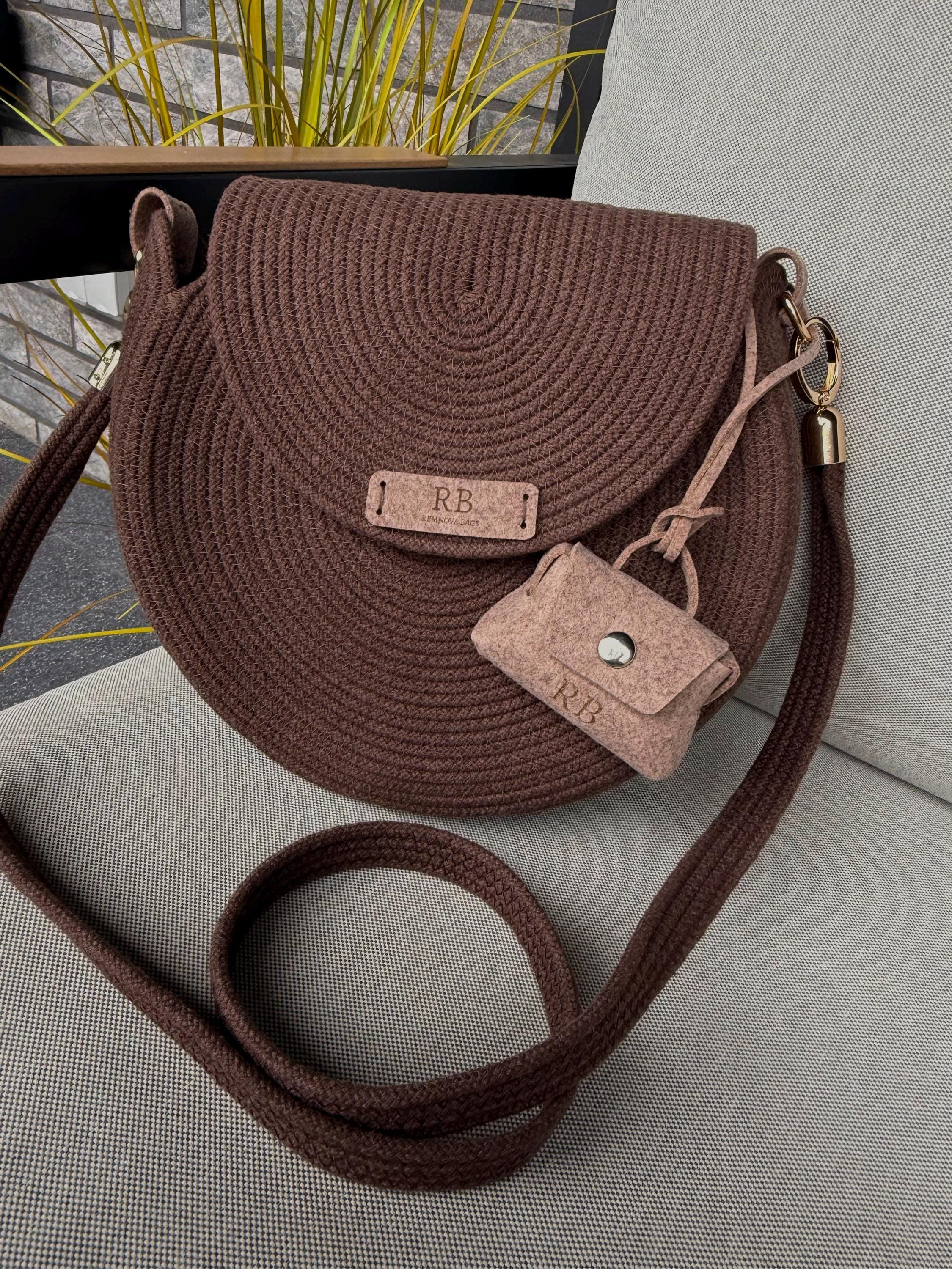 ROUND COTTON BAG — BROWN