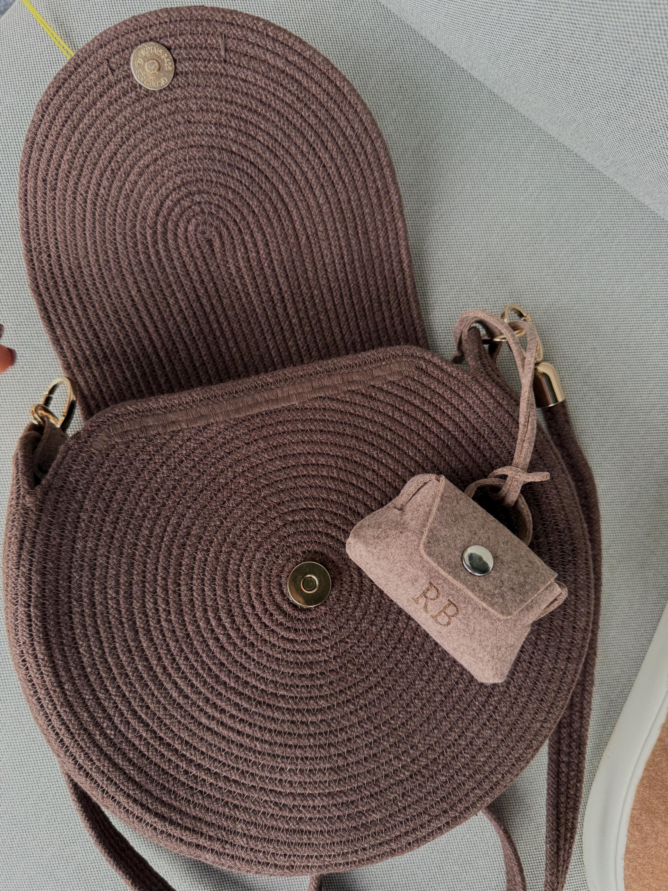 ROUND COTTON BAG — BROWN