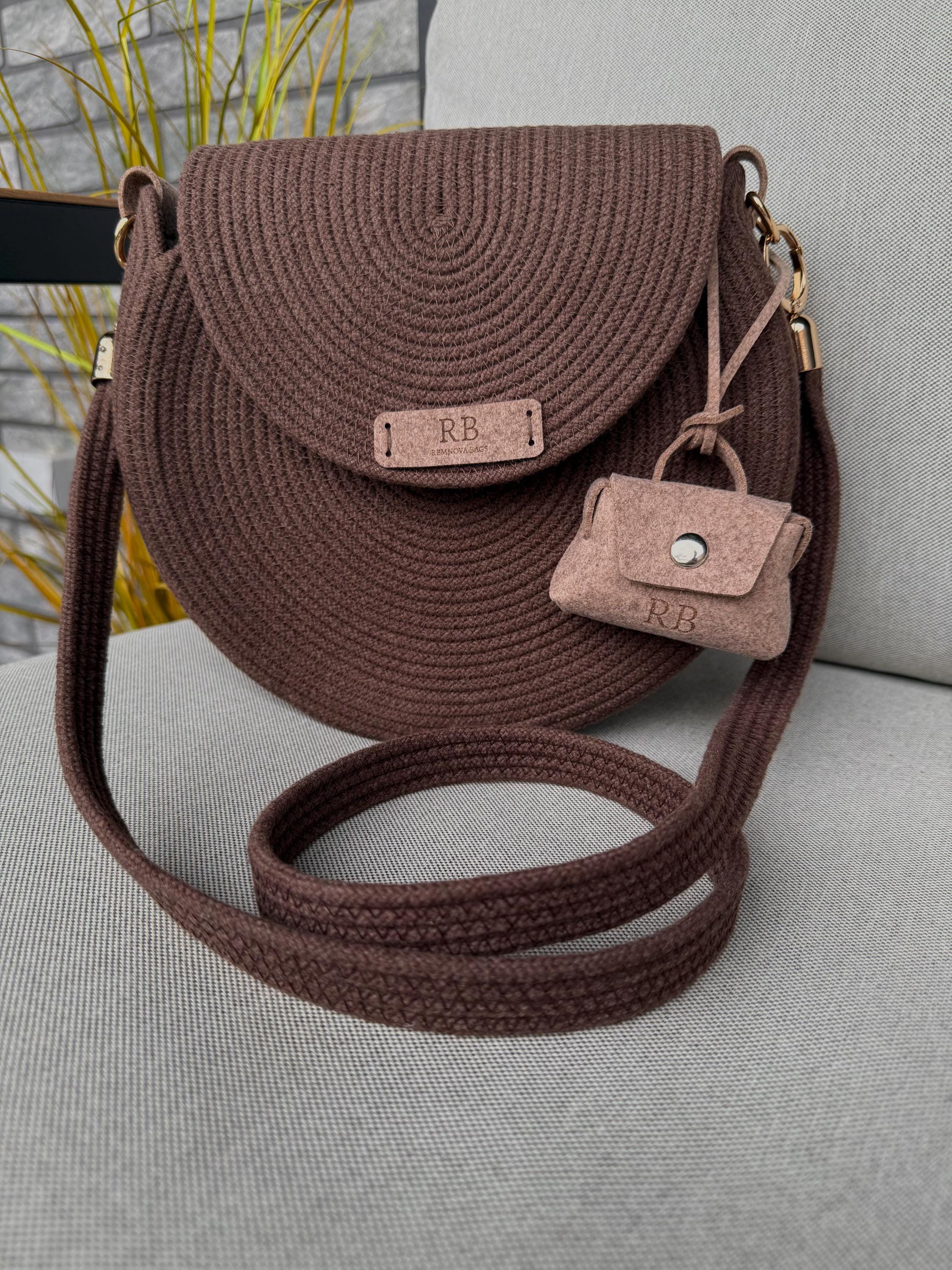 ROUND COTTON BAG — BROWN