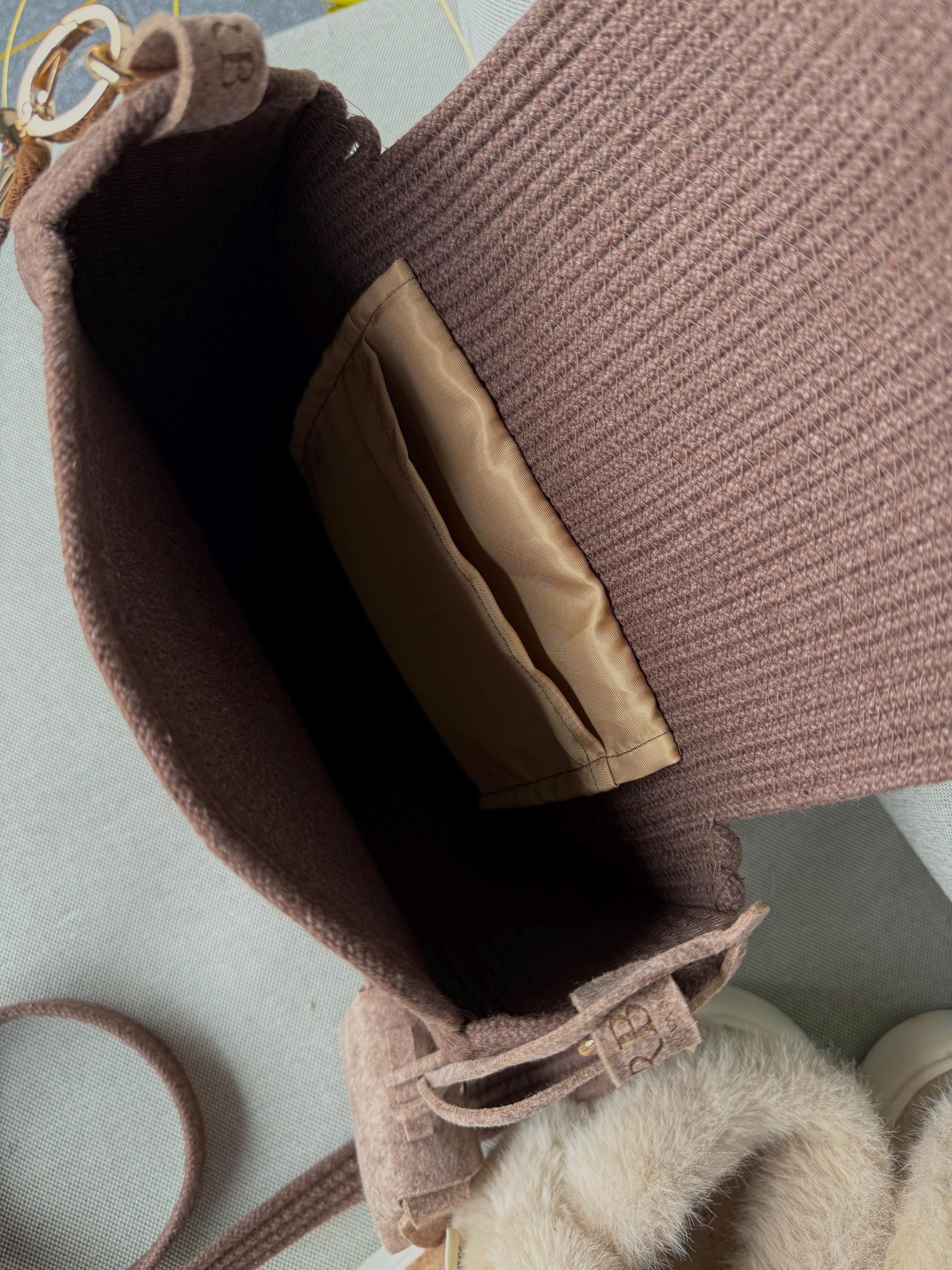 ROUND COTTON BAG — BROWN