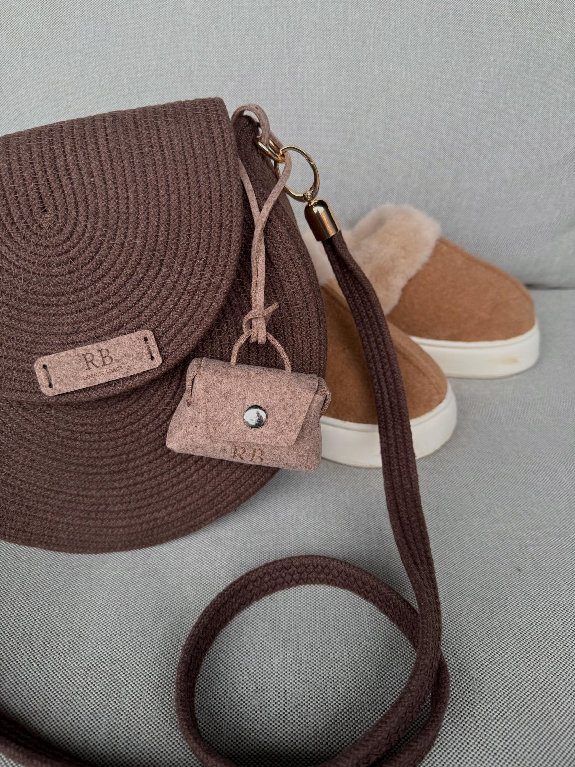 ROUND COTTON BAG — BROWN