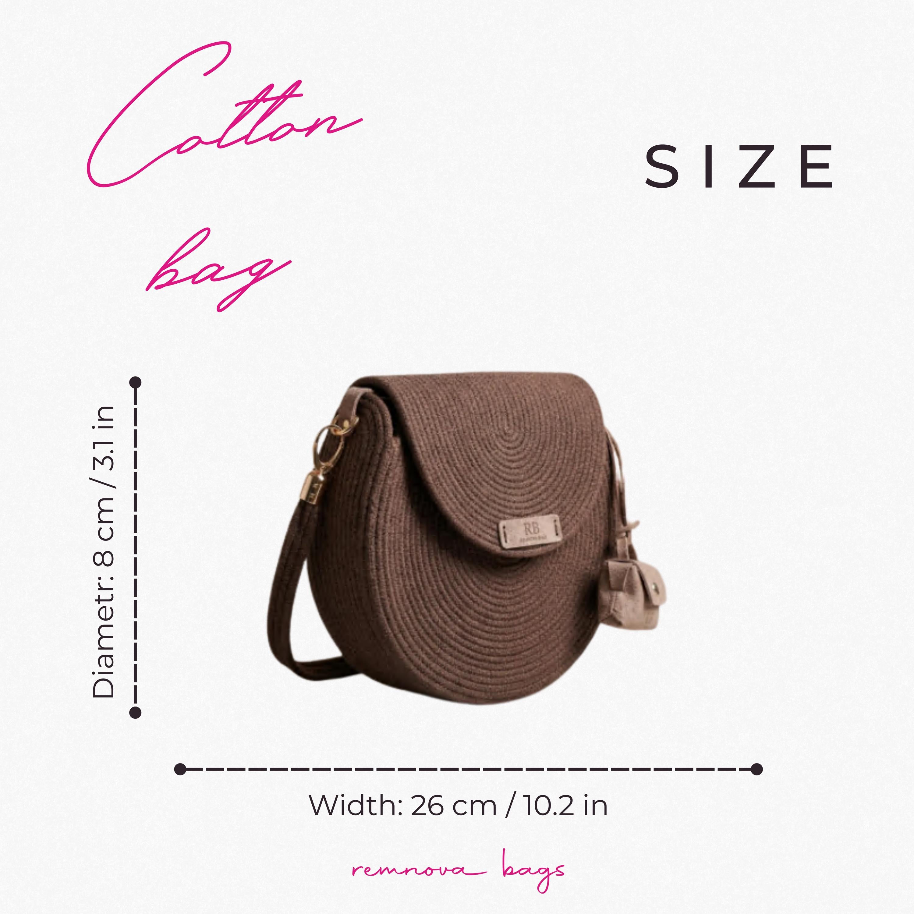 ROUND COTTON BAG — BROWN