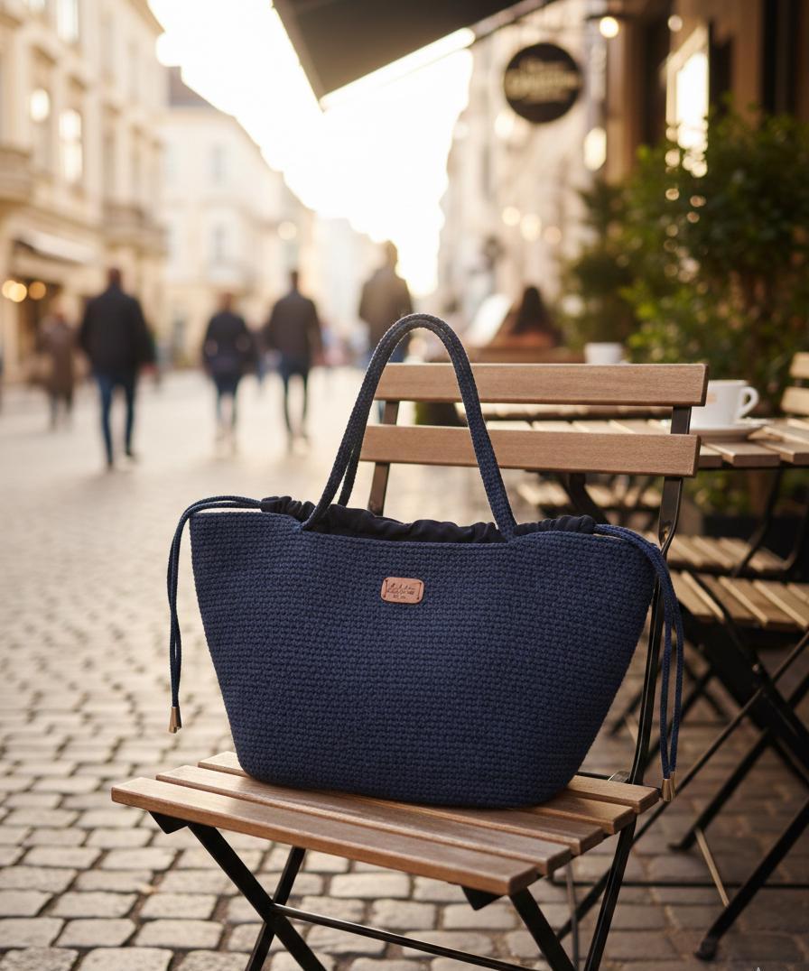 COTTON TOTE BAG — BLUE