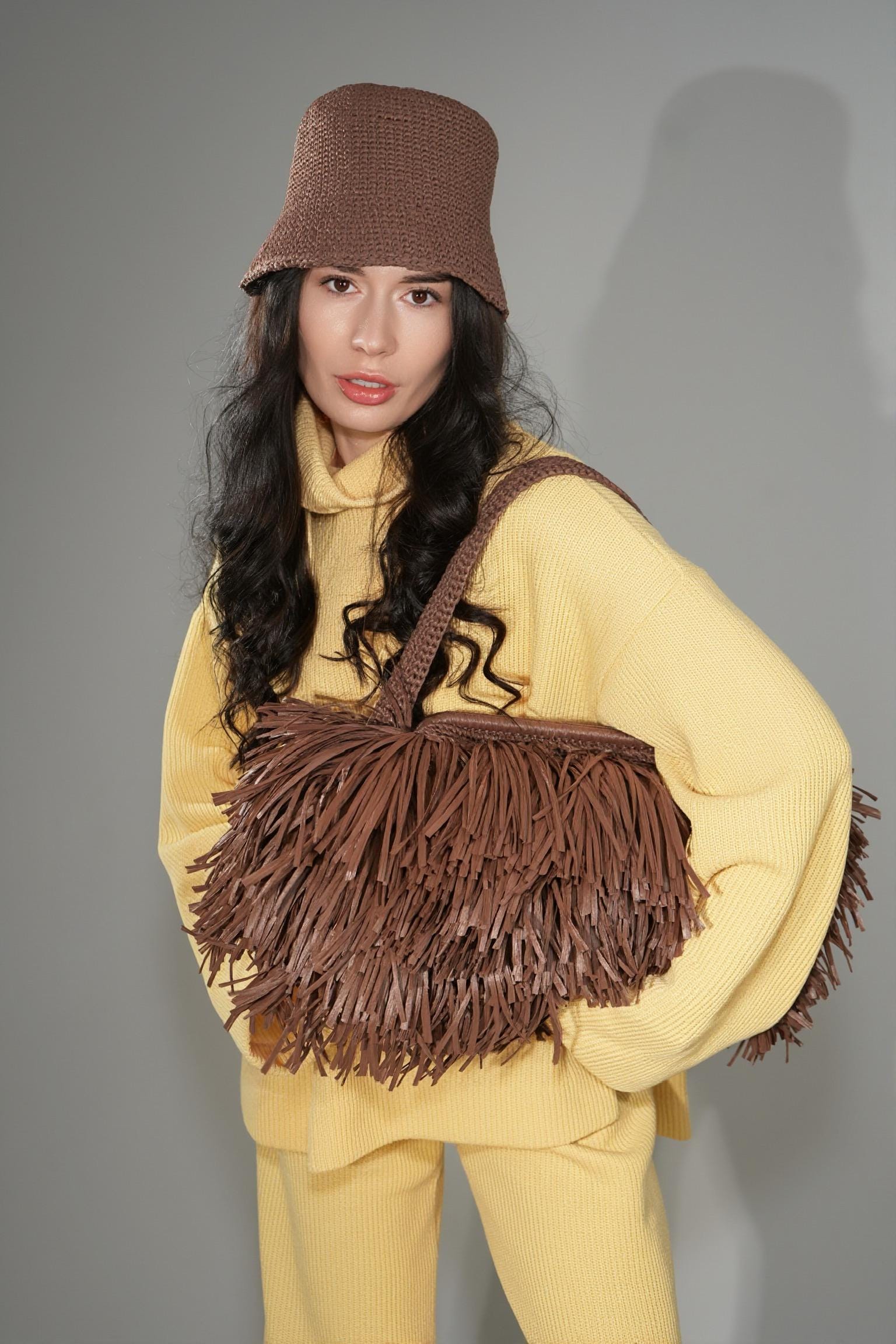 TEXTURE CLUTCH — BROWN — view 5