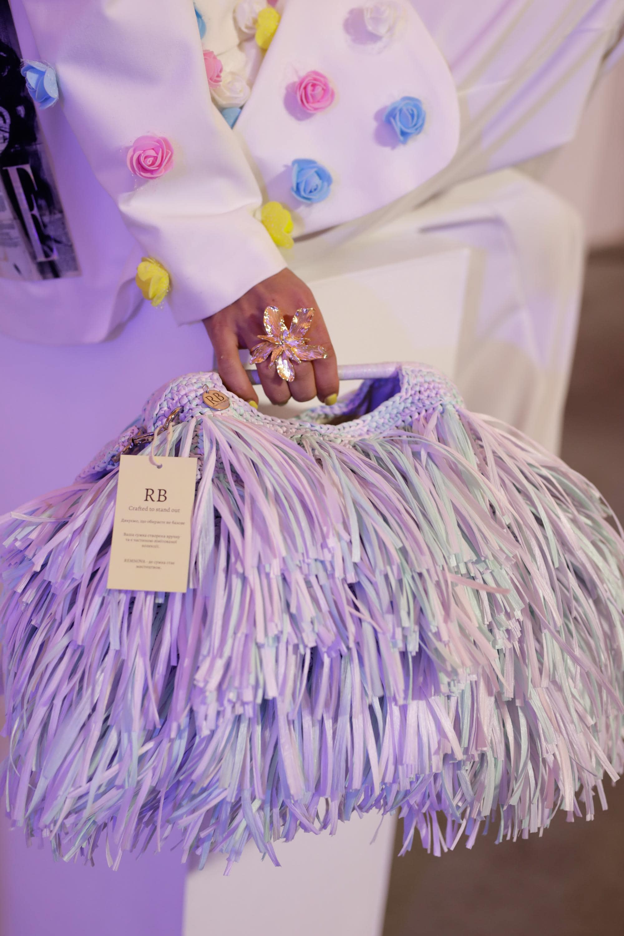 FRINGE TOTE — BLUE & PURPLE