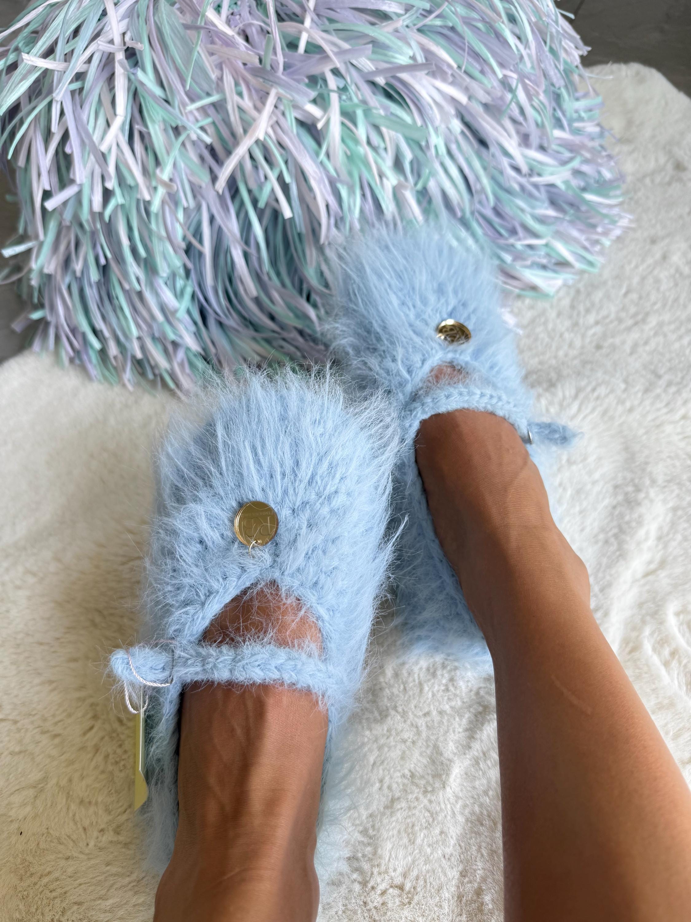 FUZZY SLIPPERS — SKY BLUE — view 3