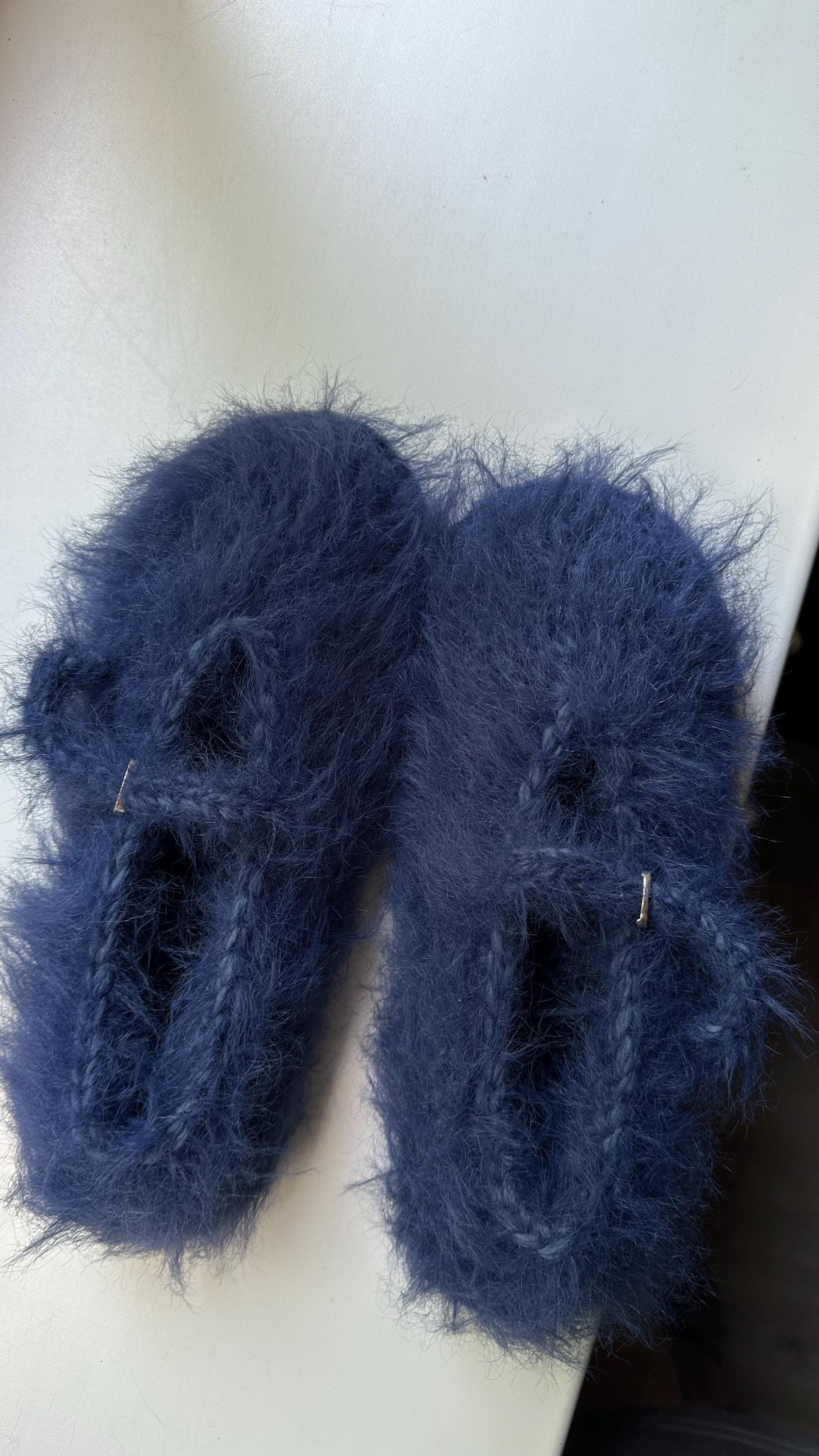 FUZZY SLIPPERS — NAVY — view 5