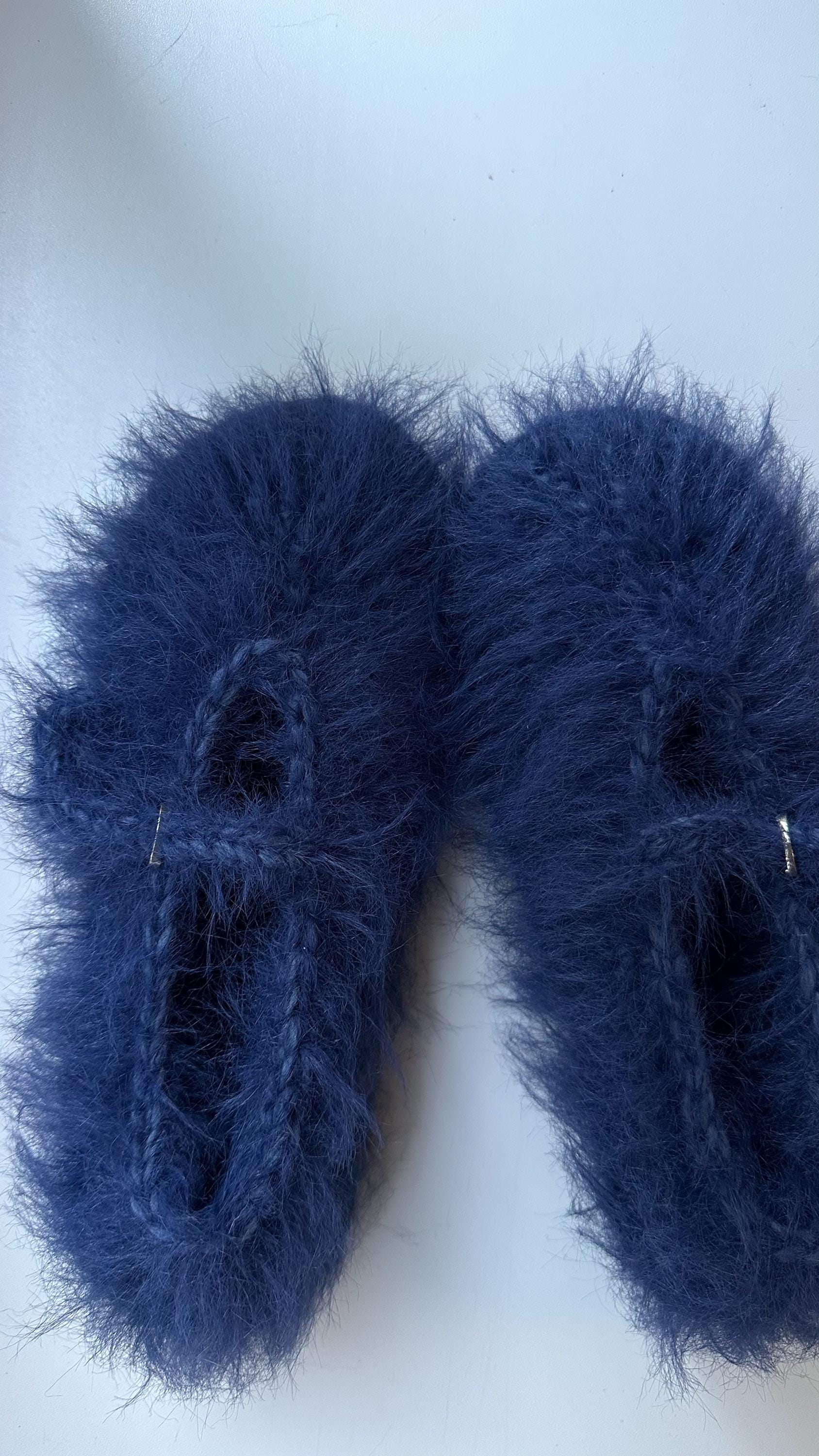 FUZZY SLIPPERS — NAVY — view 3