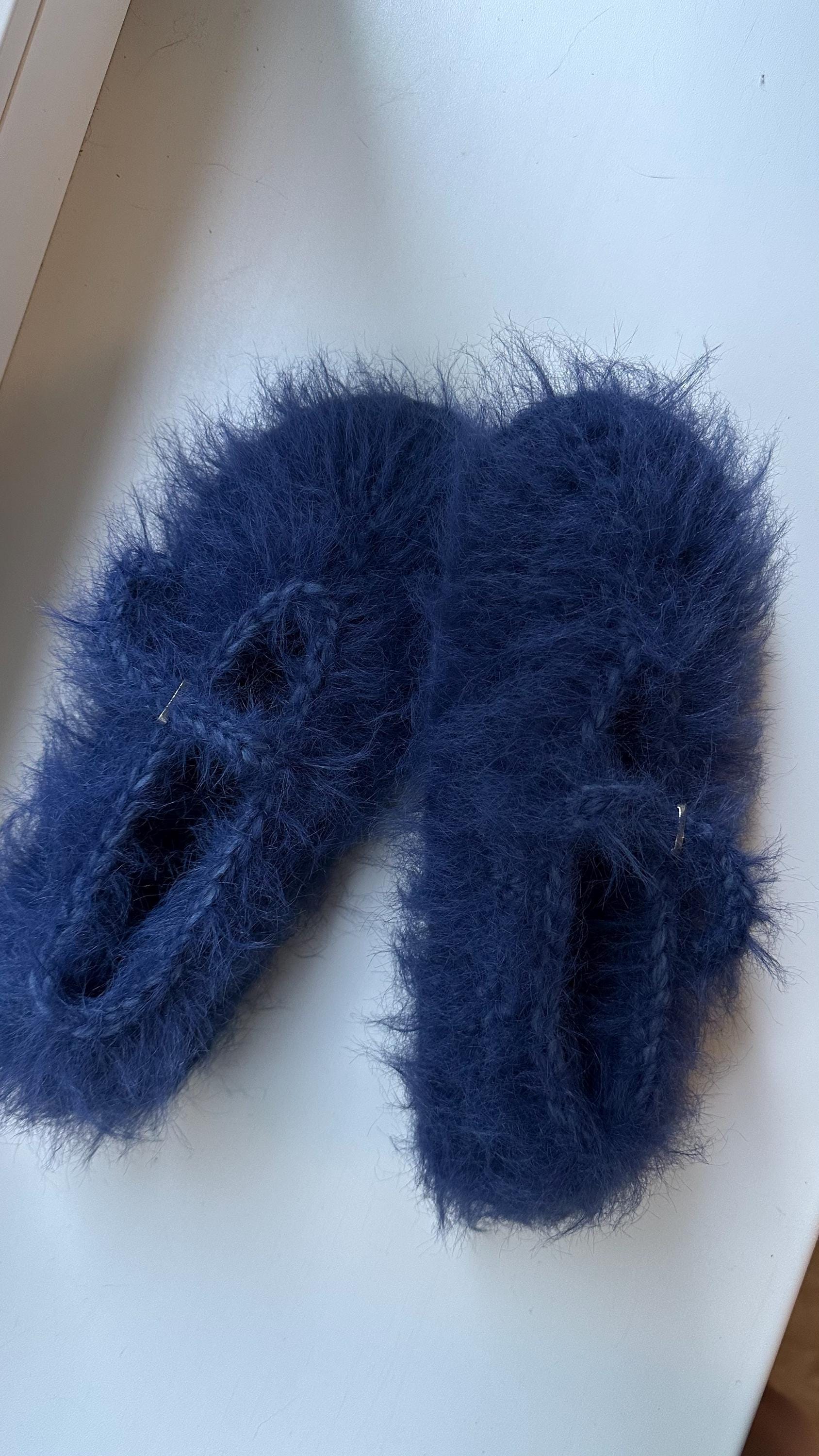 FUZZY SLIPPERS — NAVY — view 1