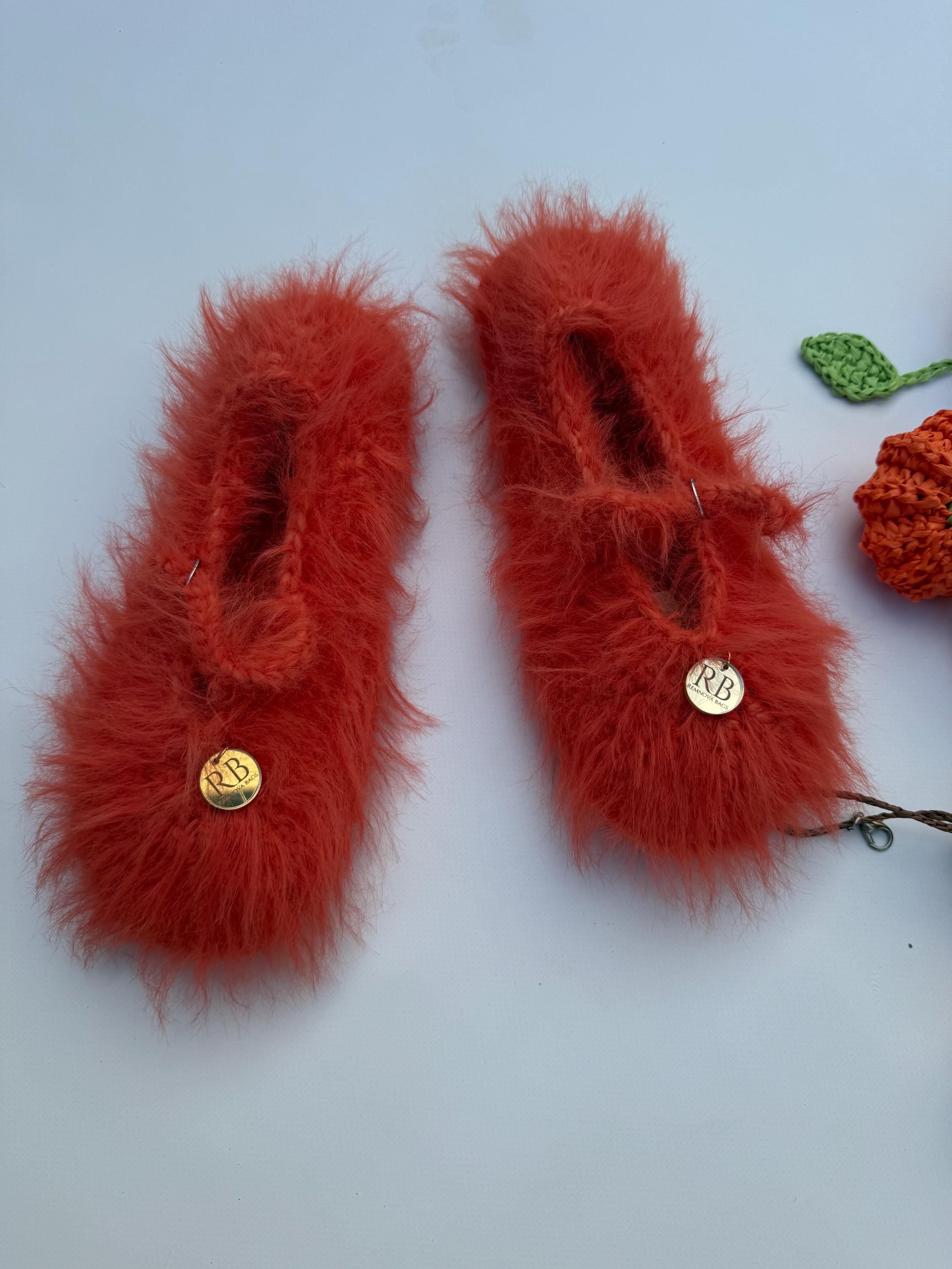 FUZZY SLIPPERS — RED — view 1
