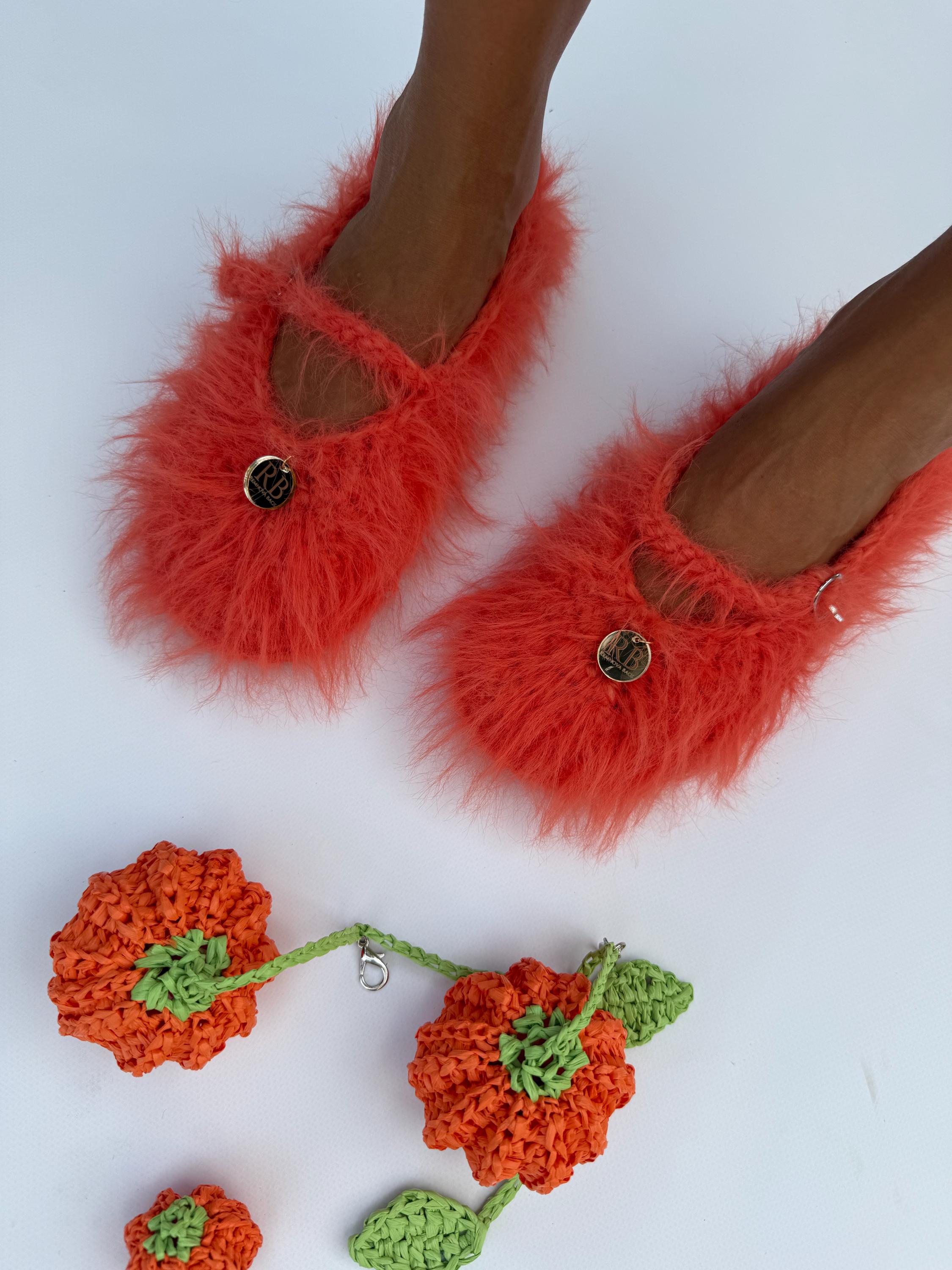 FUZZY SLIPPERS — RED — view 3
