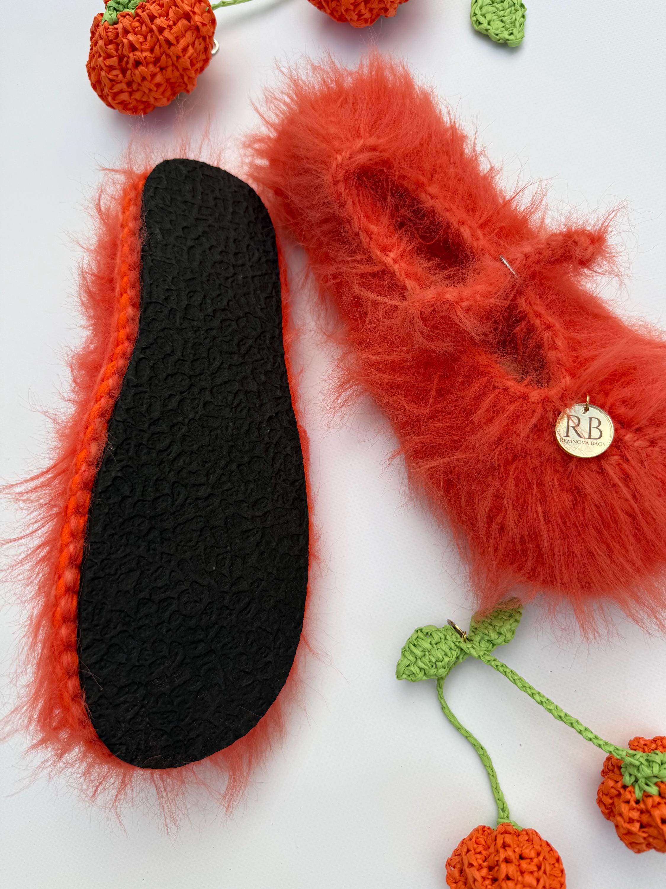 FUZZY SLIPPERS — RED — view 5