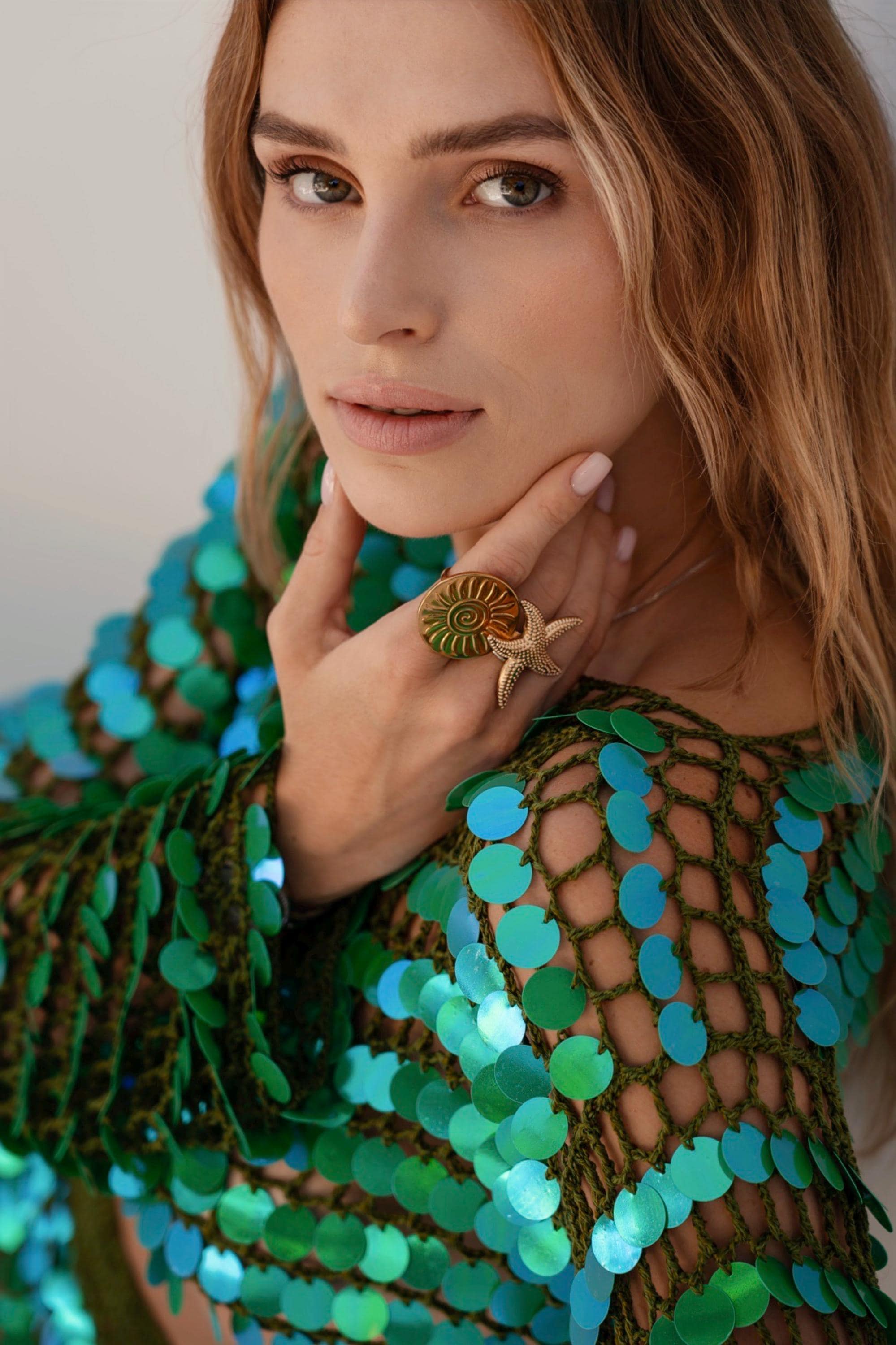 SEQUIN SKIRT & TOP — GREEN