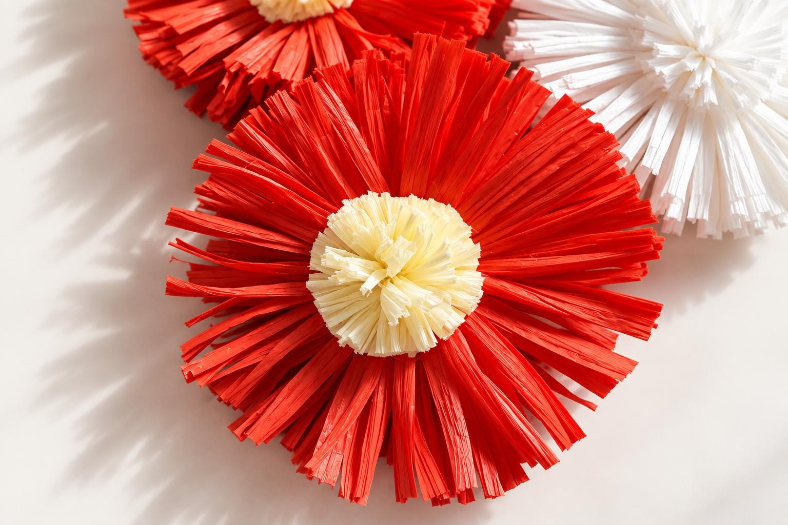FLOWER EARRINGS — RED AND WHITE