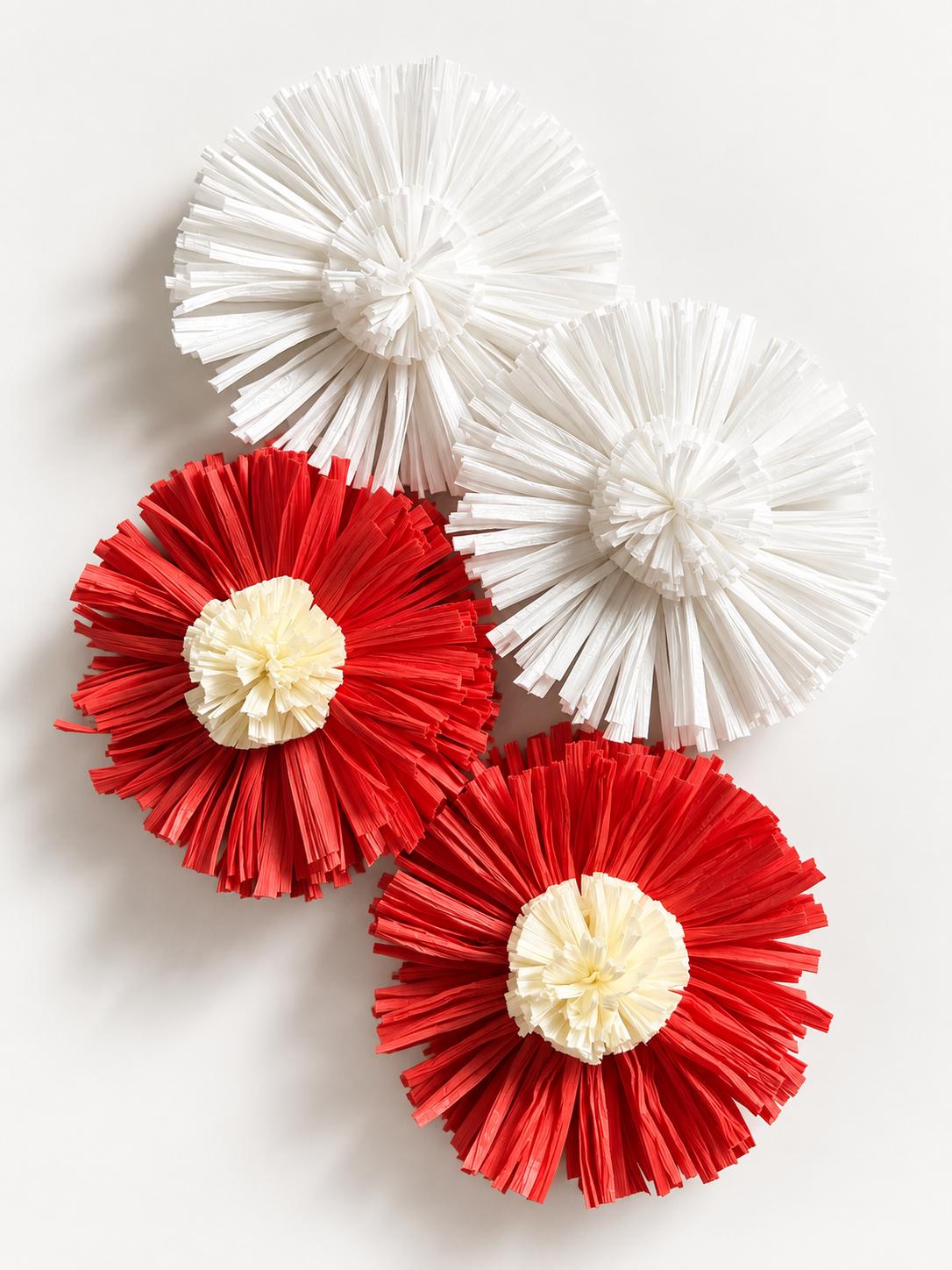 FLOWER EARRINGS — RED AND WHITE