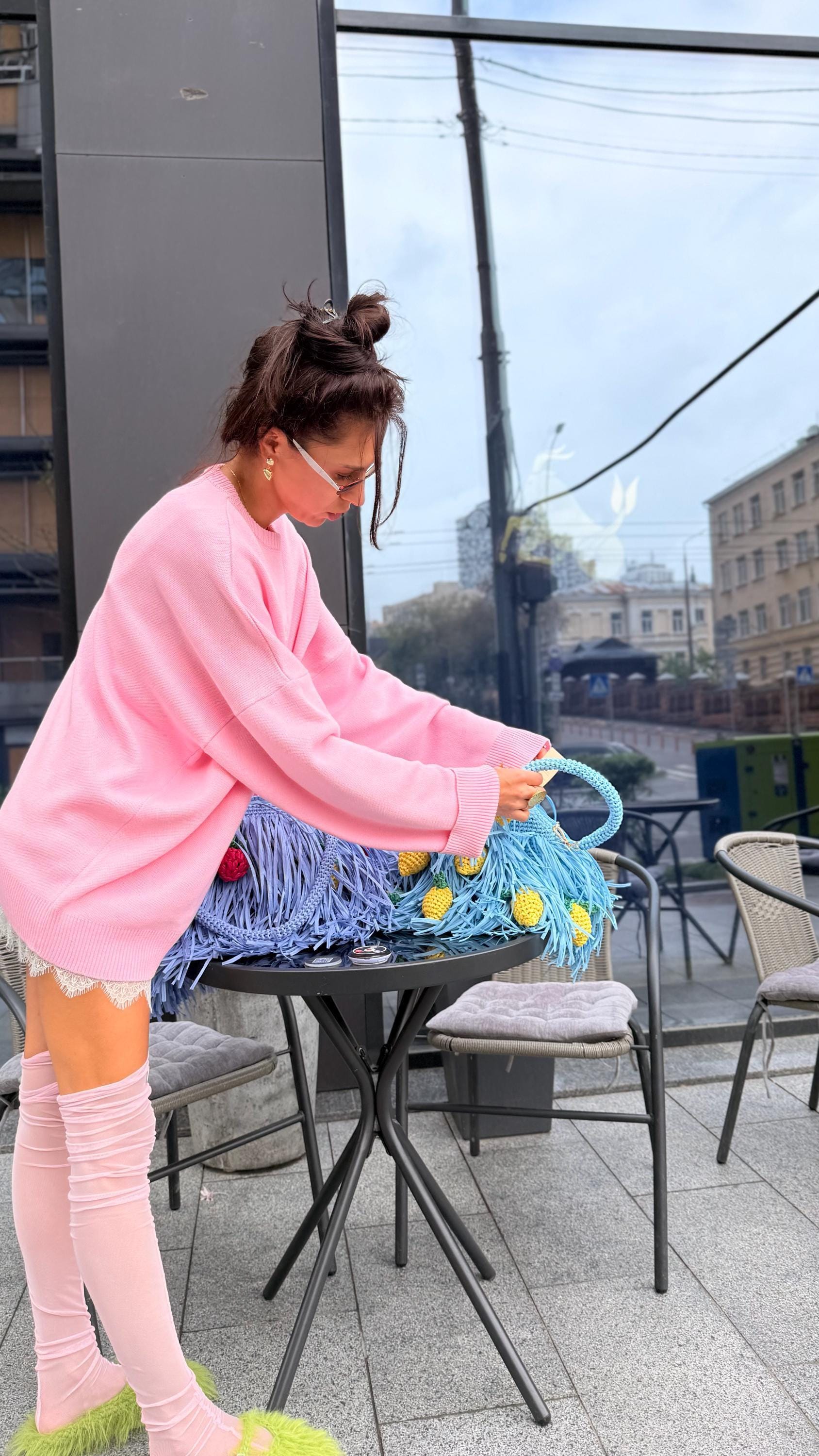 MINI SHAGGY BAG — DUSTY BLUE — view 4