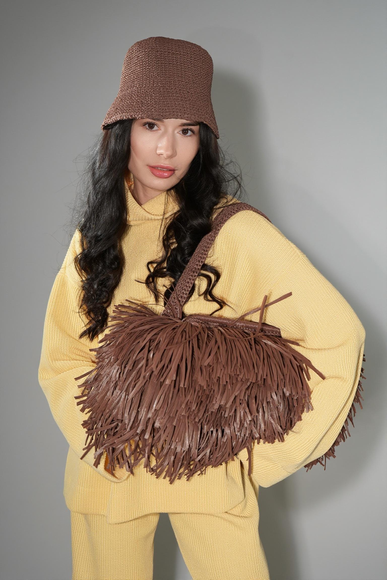 TEXTURE CLUTCH — BROWN — view 6