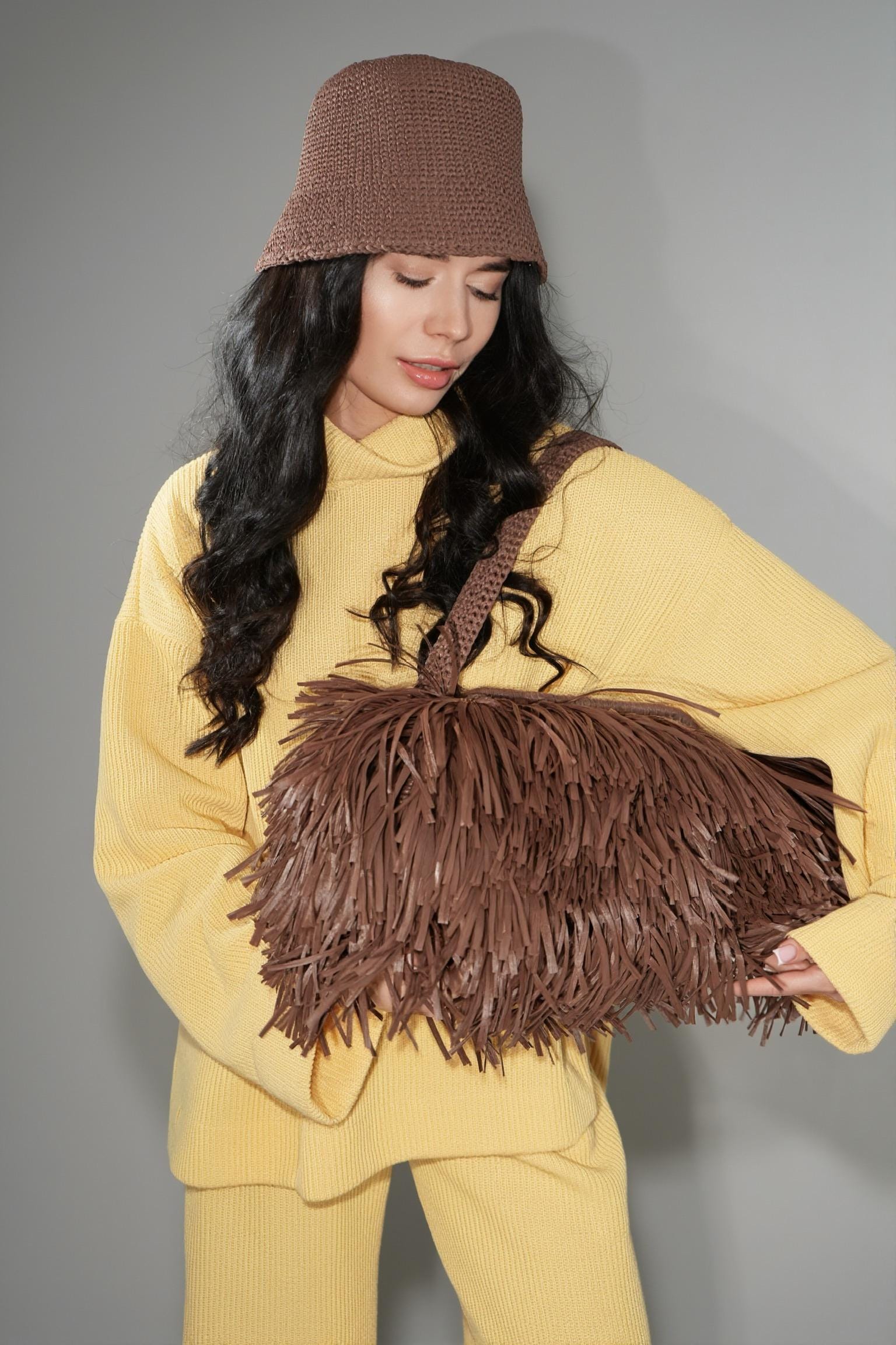 TEXTURE CLUTCH — BROWN — view 7